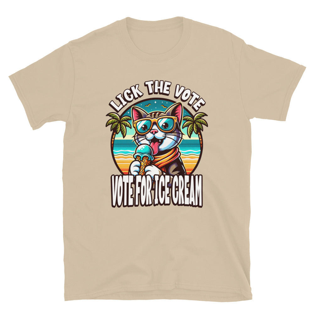 Lick The Vote Ice Cream Cat TShirt - Sand Color - https://ascensionemporium.net